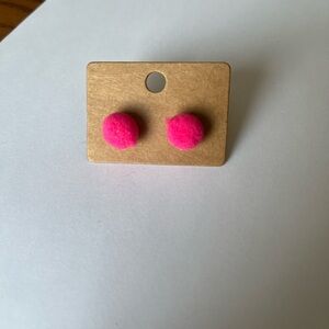 2/$15- Hot Pink Pom Pom Stud Earrings Handmade